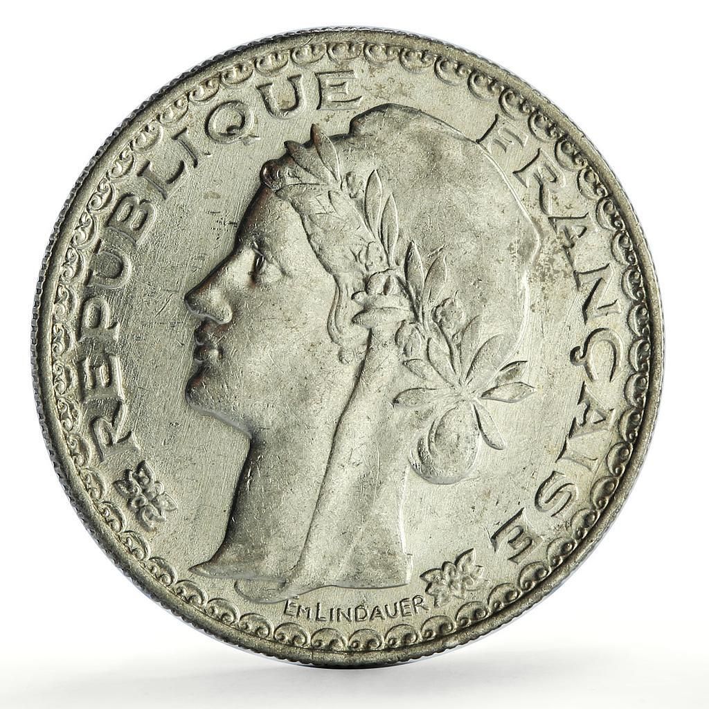 フランス 領インドシナ1ピアストル 銀貨1931 フランス フランス領インドシナ 1ピアストル マリアンナ桂冠像 KM-19