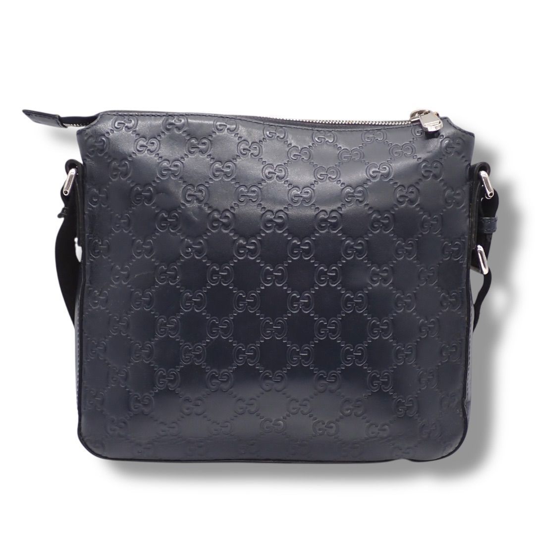 GUCCI グッチ グッチシマ GGエンボス レザー ショルダーバッグ 406410 クロスボディ GG ネイビー 4560 GUCCI グッチ グッチシマ GGエンボス レザー ショルダーバッグ