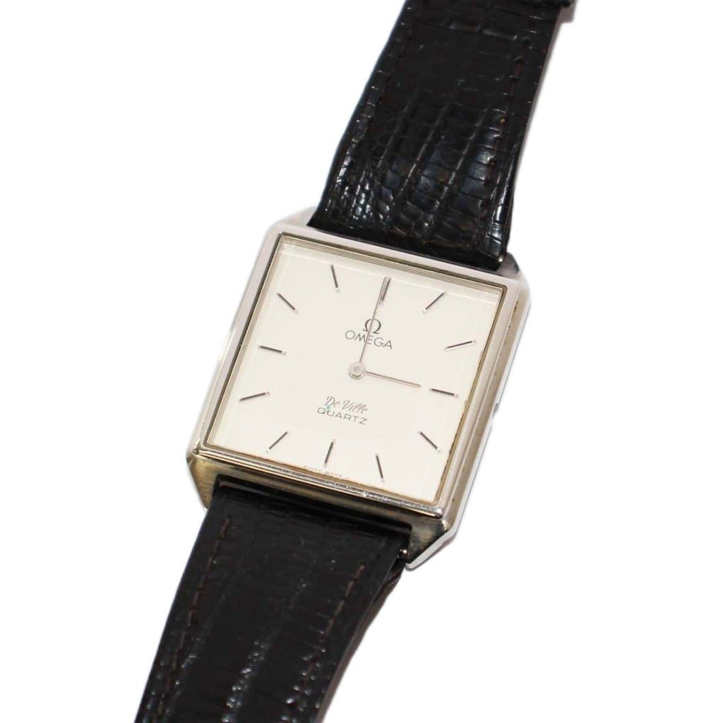Omega OMEGA Vintage Devil Watch Leather Band Silver Color Junk Item /KH