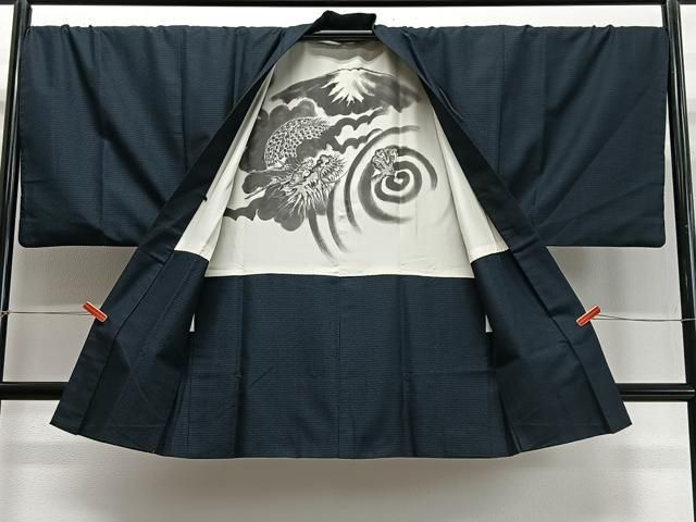 平和屋着物∞男性　長羽織　紬地　80亀甲　総詰め　正絹　逸品　CABD4551ua 平和屋着物∞男性 長羽織 紬地 80亀甲 総詰め 正絹 逸品 CABD4551ua