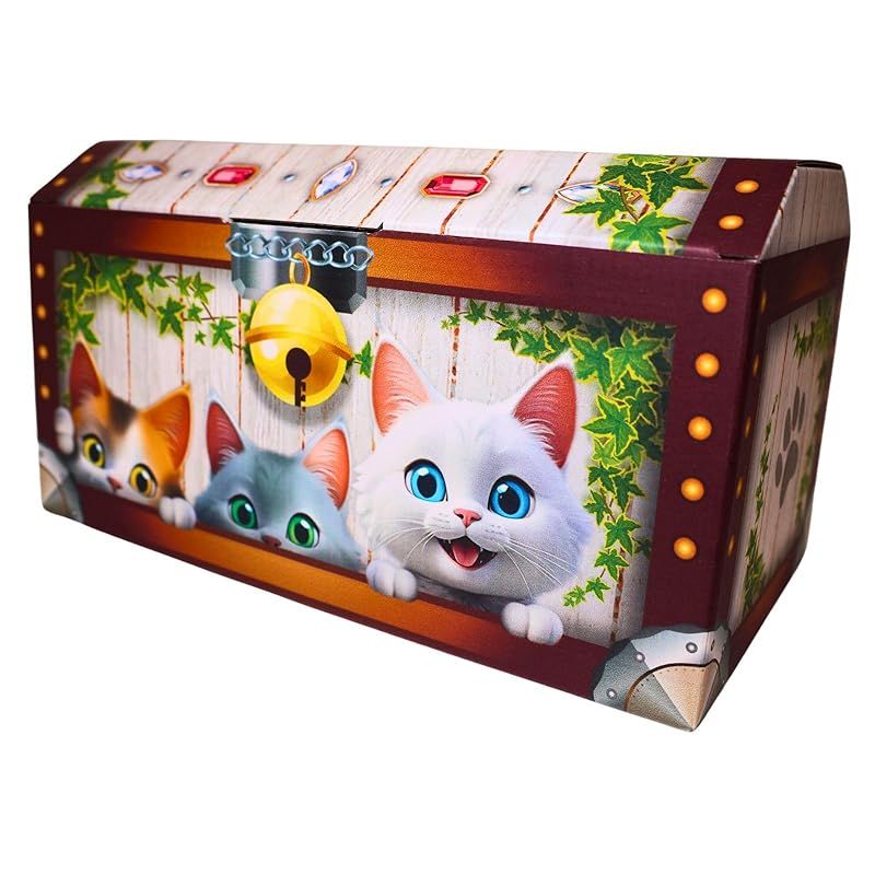 【新品】 【にゃんだふるガーデン 宝箱 ギフトボックス】 ラッピング デザインダンボール箱 おもちゃ箱 メッセージカード クリスマス ハロウィン 誕生日 プレゼント 景品 イベント サプライズ ぴきしぇも (5) 0