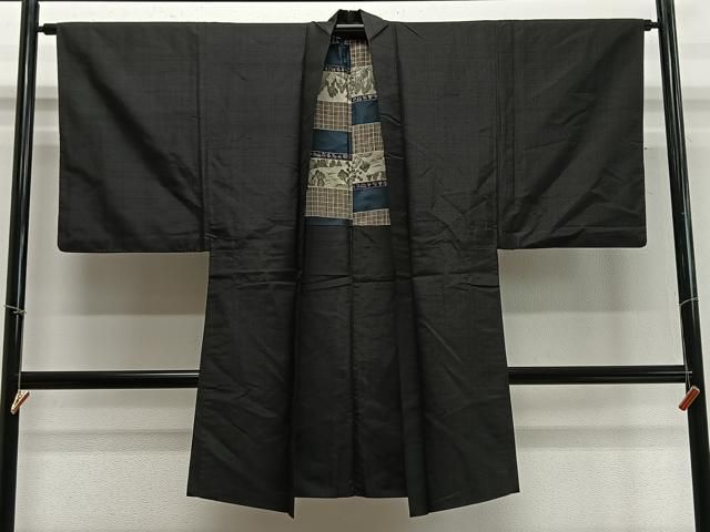 逸品 正絹 羽織セット 黒紋付 AABJ8454ph 長羽織 平和屋着物○男性