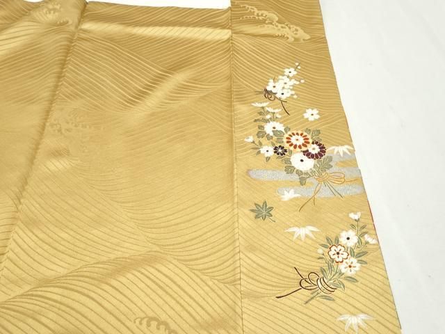 平和屋野田店■豪華振袖　花車文　暈し染め　金彩　逸品　vf8481