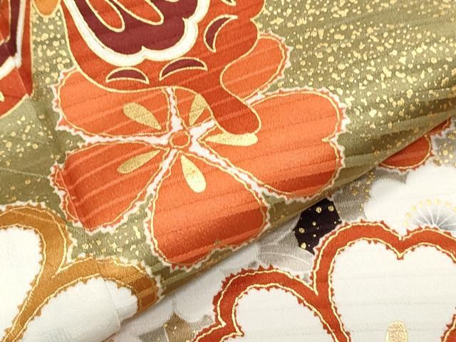 平和屋野田店■豪華振袖　花車文　暈し染め　金彩　逸品　vf8481