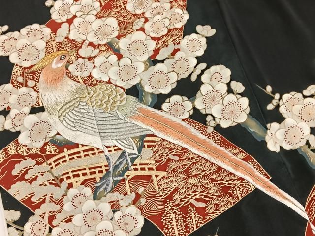 平和屋2□豪華黒留袖 総刺繍 尾長鳥 金糸 逸品 DAAF6779du 【公式通販】