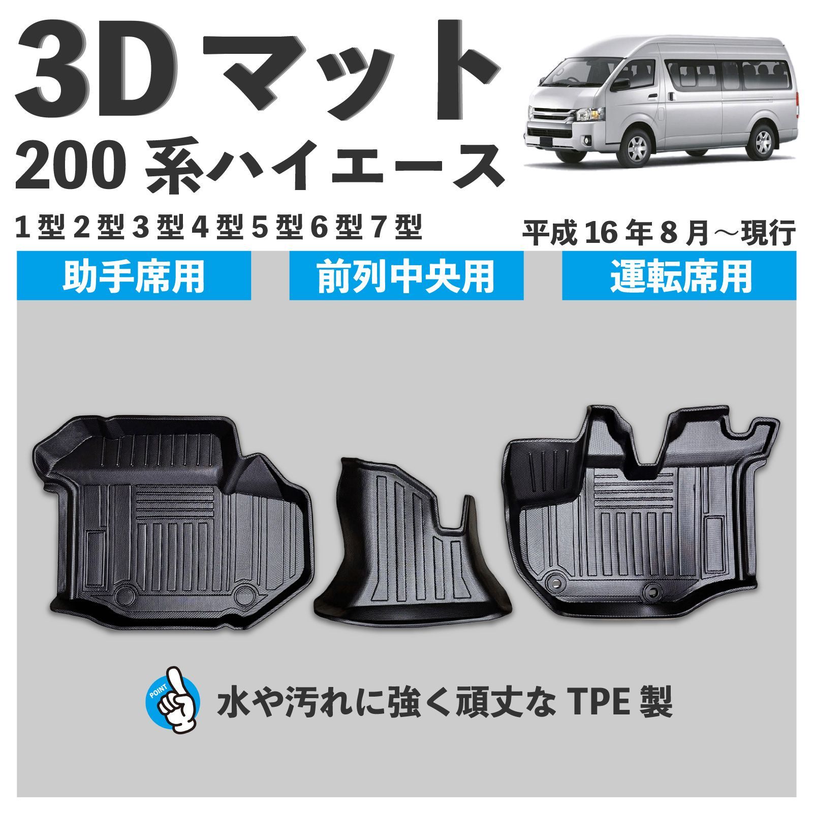 200系 ハイエース 1型～7型 ワイドボディ S-GL GL DX系 3D フロア 