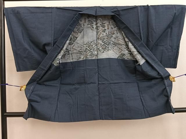 平和屋着物○男性 紬 アンサンブル 虫襖色 正絹 逸品 AABF5942fy