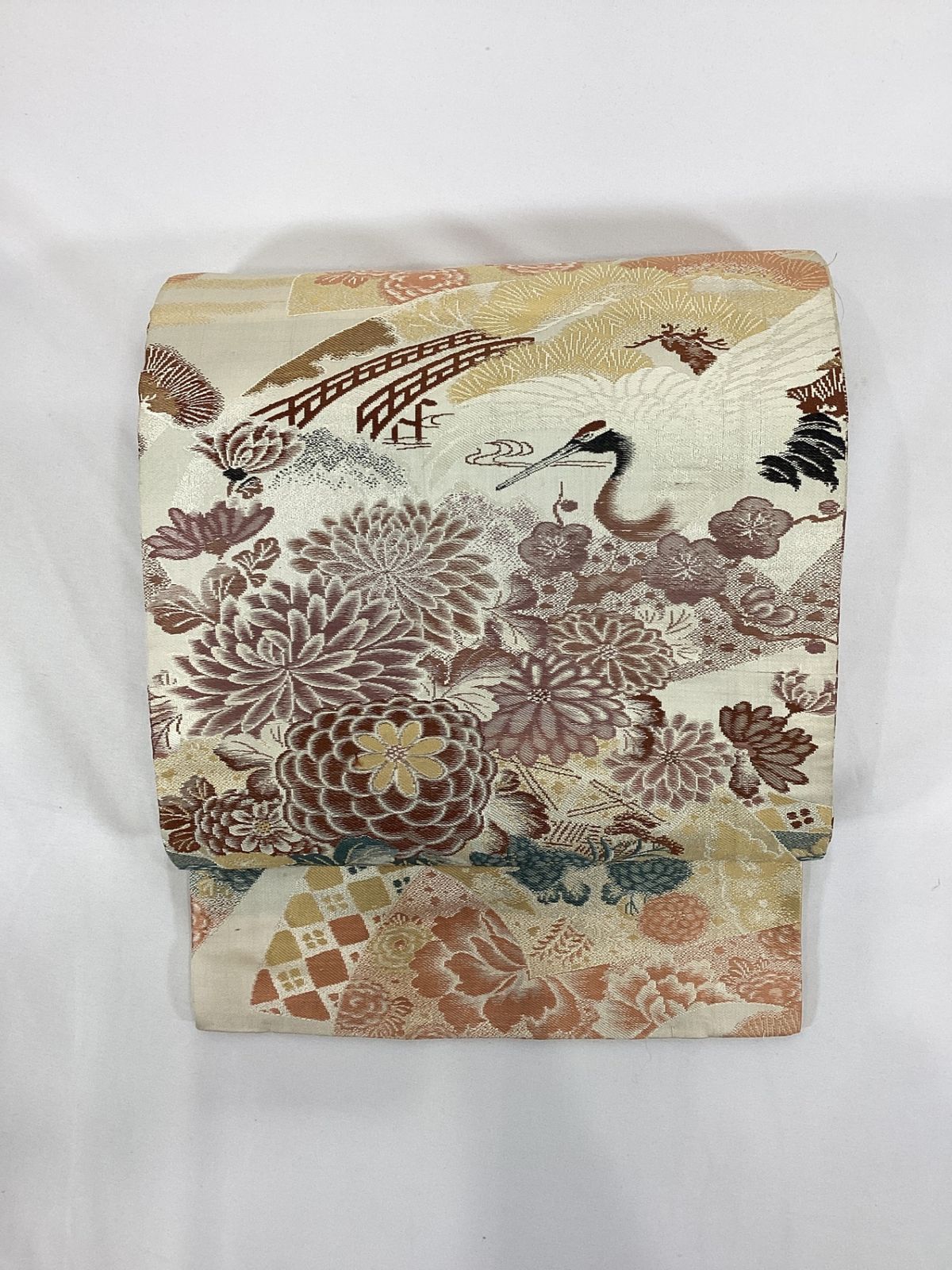 丸帯/袋帯/美品/正絹/鶴/ベージュ/仕立上がり | Mua sắm tại 丸帯/袋帯/美品/正絹/鶴/ベージュ/仕立上がり | Mua sắm tại