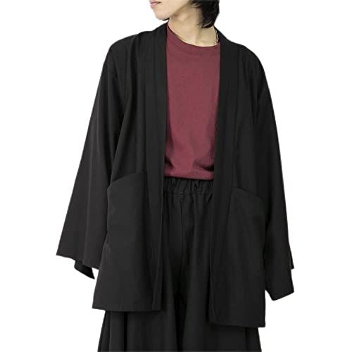 [Le sucood] 浴衣モチーフ 和風 カーディガン 甚平 和装 和服 袴 羽織 メンズ レディース 大きいサイズ ゆったり ビッグシルエット モード系 コーディガン モード ファッション 個性的 夏カーデ はかま 無地 シンプル おしゃれ 着物 黒ri