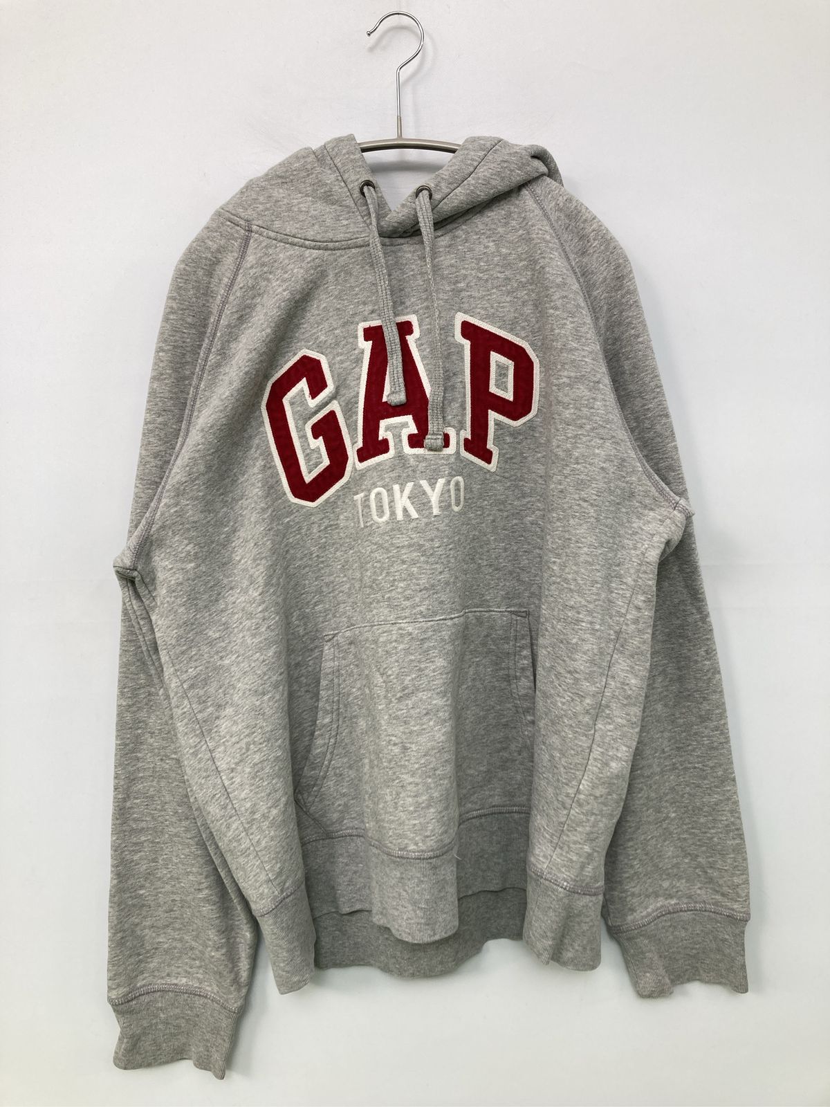GAP ギャップ パーカー L グレー コットン 裏起毛 前面プリント 