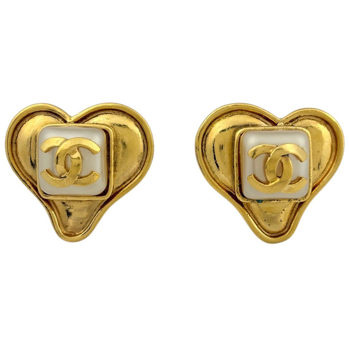 シャネル CHANEL ココマーク フェイクパール イヤリング ハート