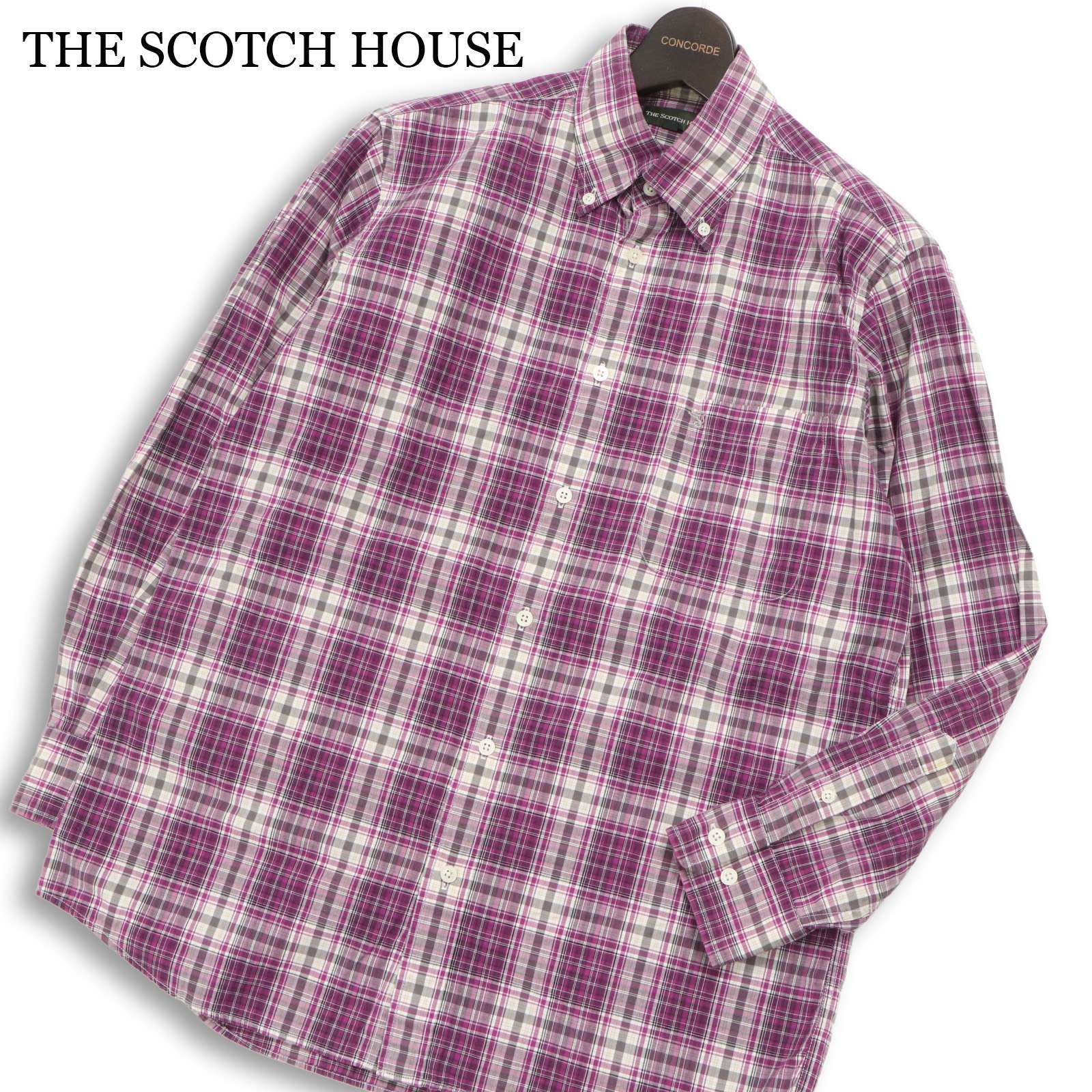 THE SCOTCH HOUSE スコッチハウス 通年 ロゴ刺繍 長袖 ボタンダウン ストライプ シャツ Sz.S メンズ THE SCOTCH HOUSE - THE SCOTCH HOUSE スコッチハウス 通年 ロゴ刺