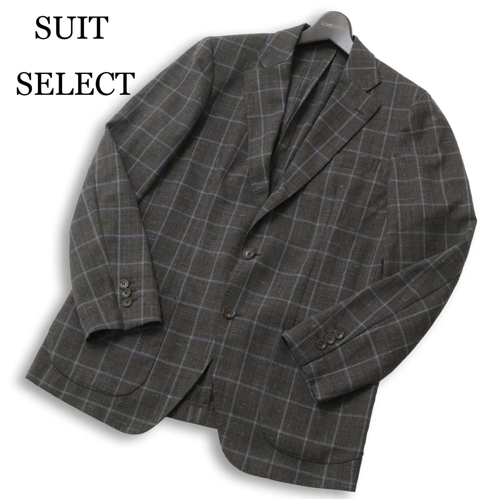 SUIT SELECT スーツセレクト 春夏 麻☆ リネン混 チェック テーラード