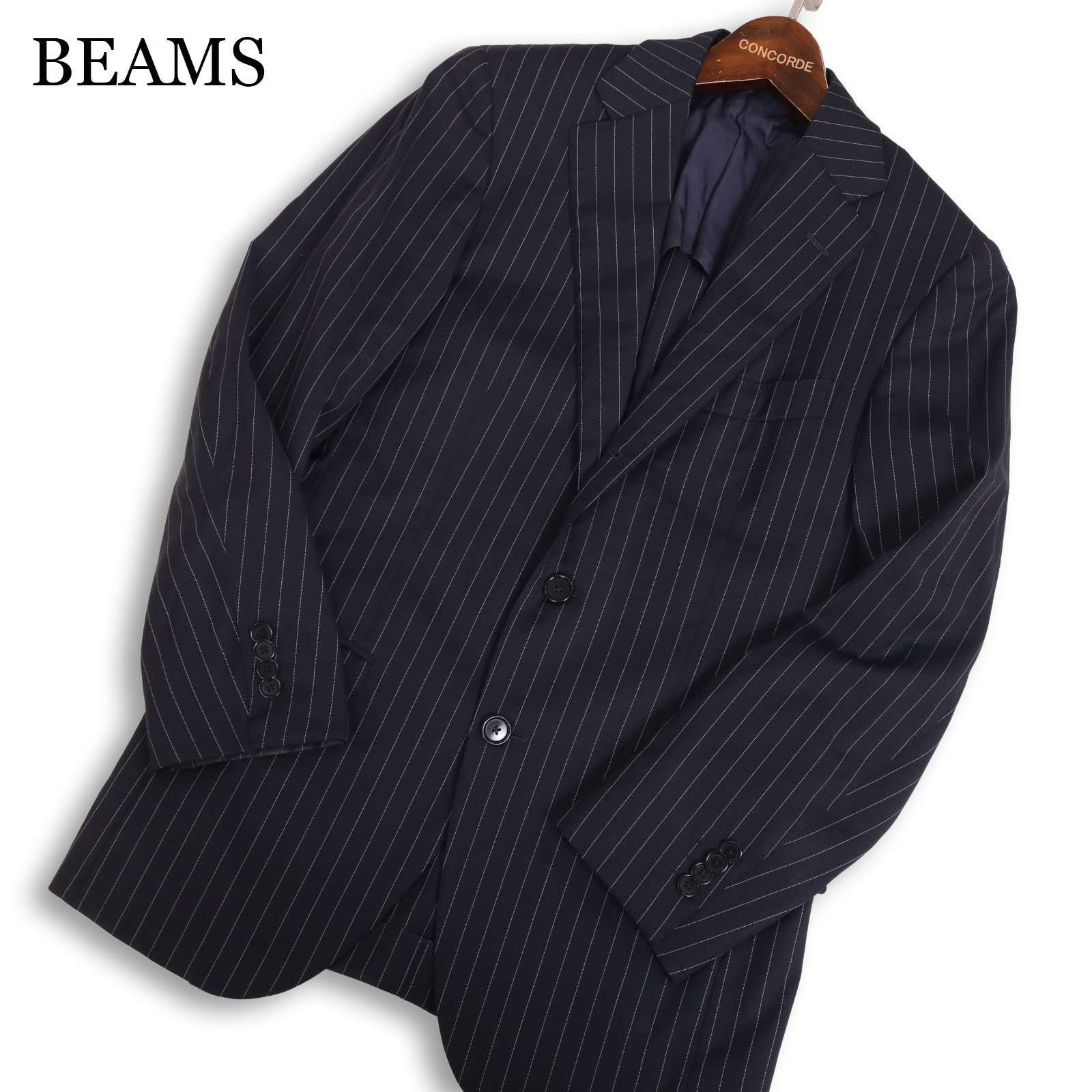 ビームスエフ【美品】BEAMS F スーツ 100 88 L位 紺 ストライプ
