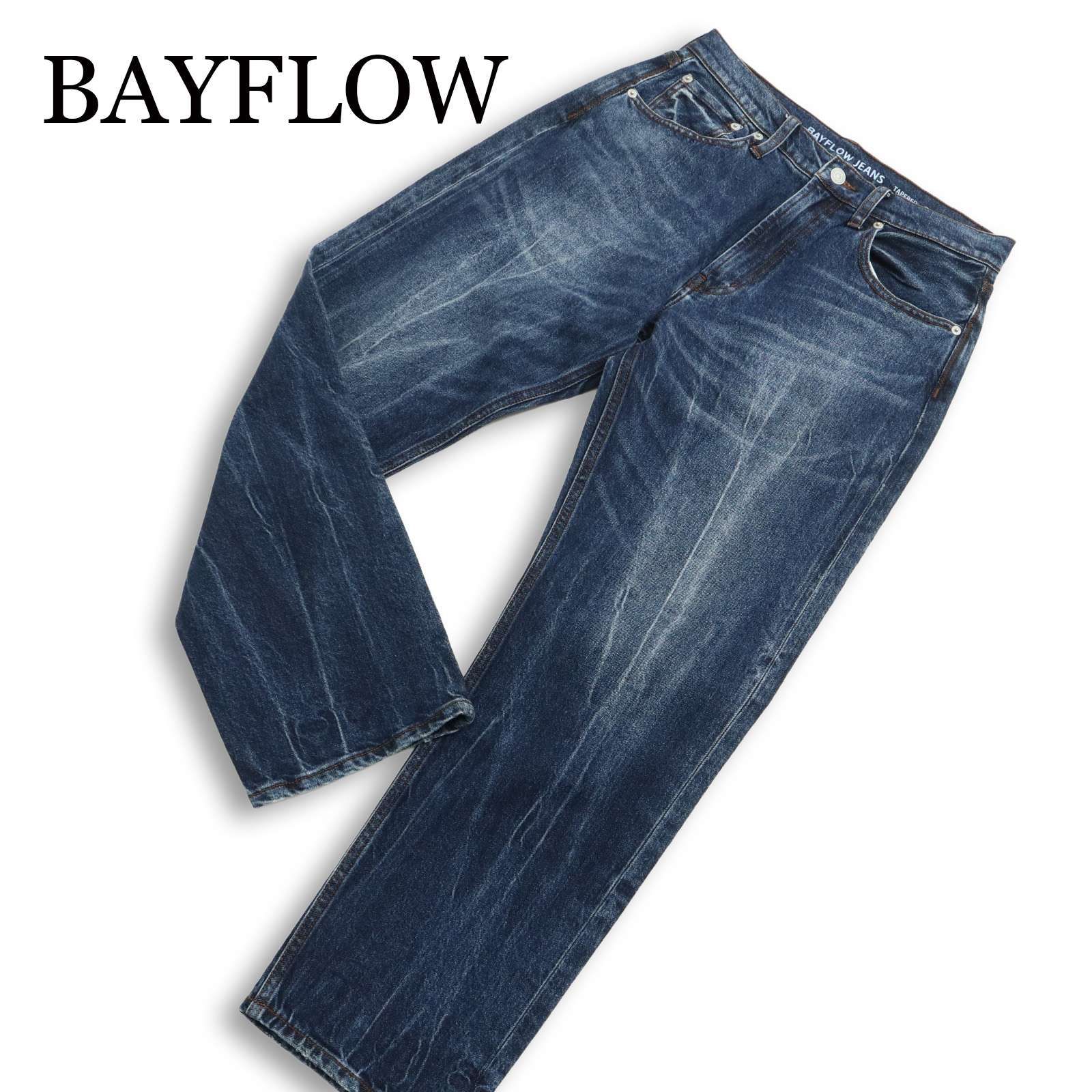23SS☆ BAYFLOW ベイフロー 通年 USED加工 テーパード ストレッチ