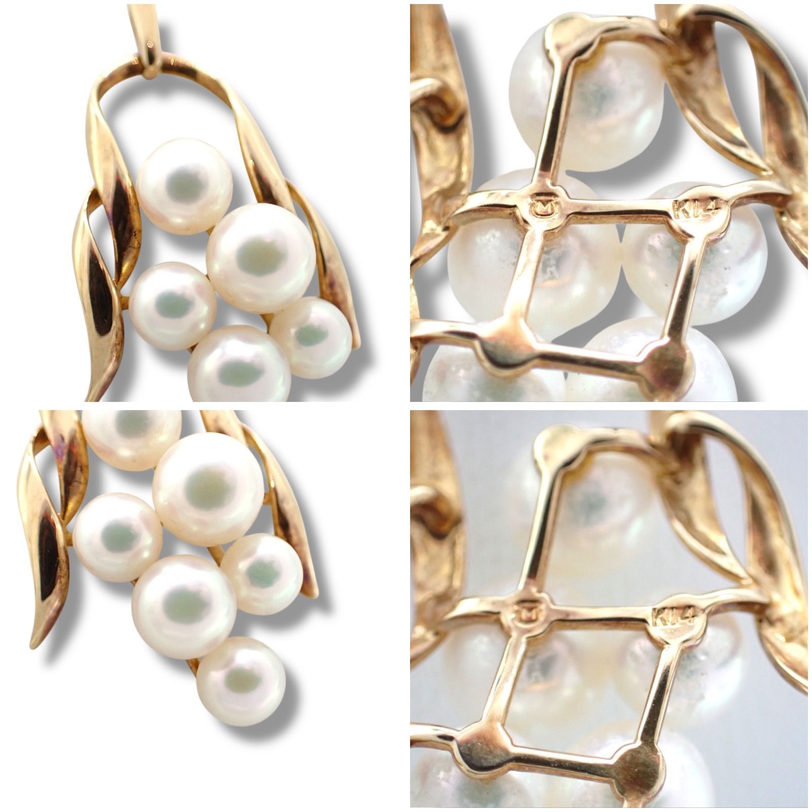 ミキモト MIKIMOTO あこや パール ネックレス ペンダント 葡萄 K14 YG 