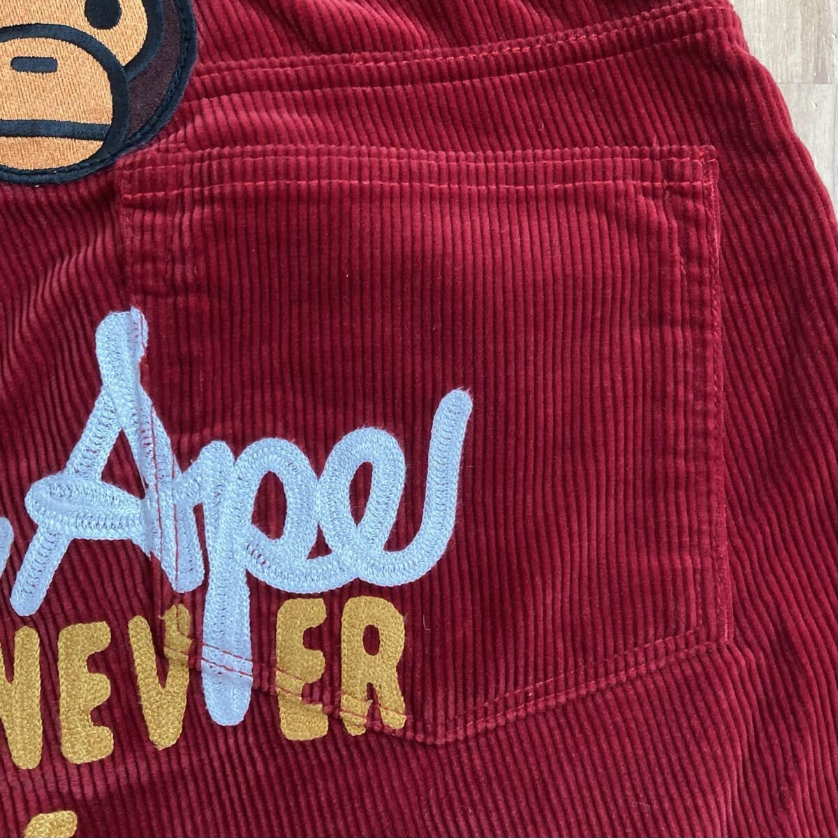 BAPE Champion 刺繍 コーデュロイ ハーフパンツ Mサイズ a bathing ape