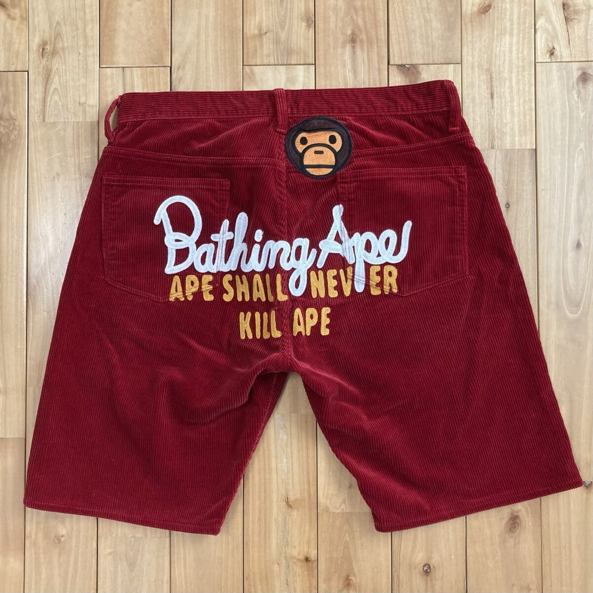 BAPE Champion 刺繍 コーデュロイ ハーフパンツ BAPE Champion 刺繍 コーデュロイ ハーフパンツ Mサイズ a bathing ape