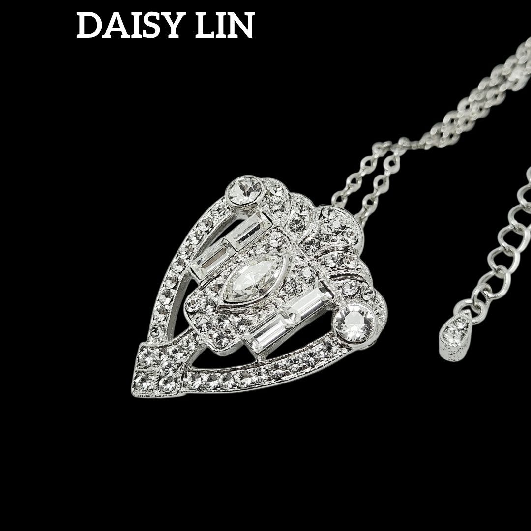 未使用]DAISY LIN ネックレス兼ブローチ ラインストーン シルバー 