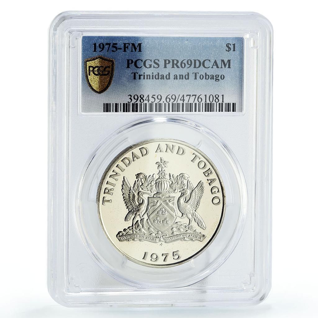 極美品トーン　1972年　トリニダード・トバゴ　10ドル　プルーフ　大型銀貨 トリニダード 古銭 トリニダード・トバゴ 10ドル 1974年 硬貨 記念硬貨