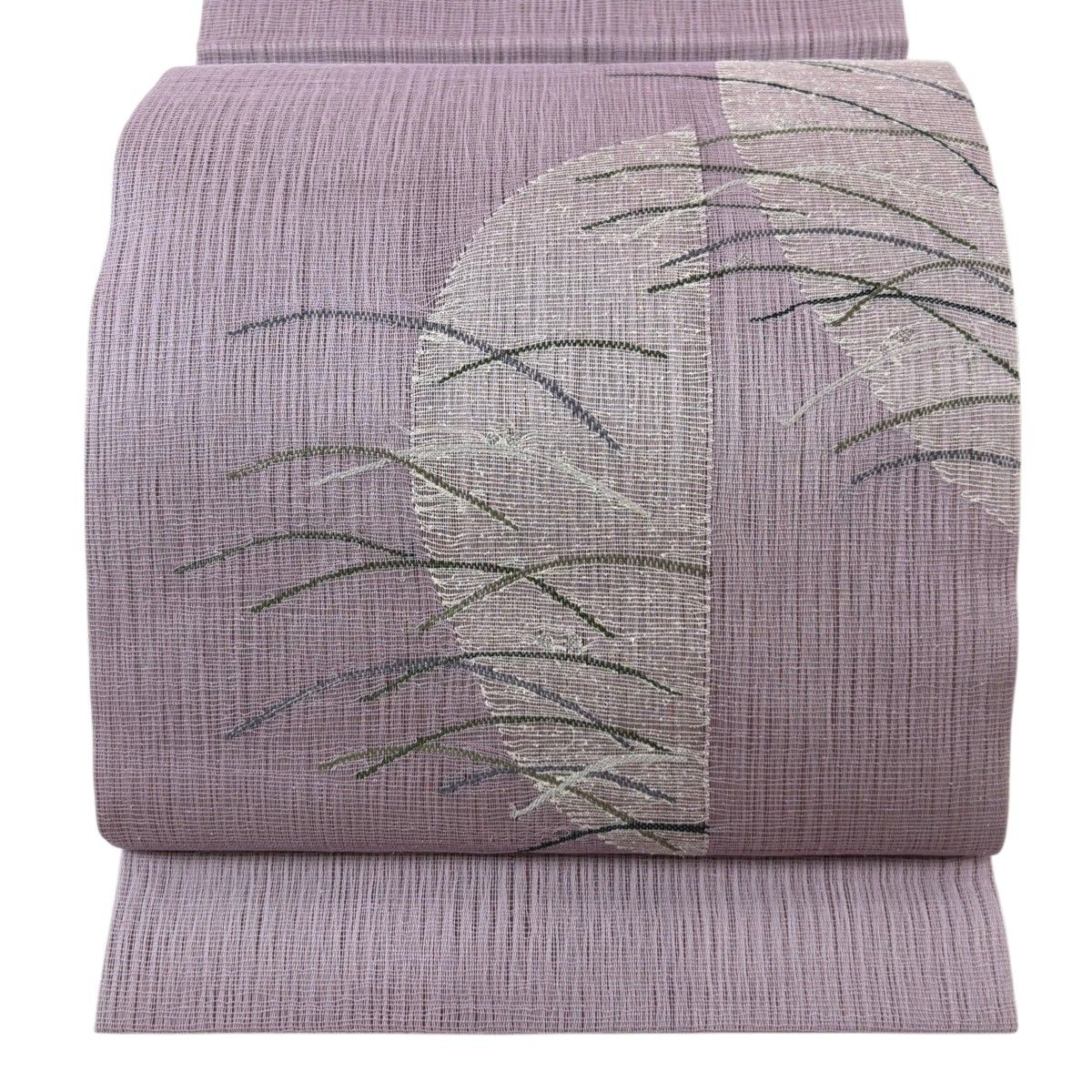 美品】 袋帯 名品 夏帯 リバーシブル 露芝 金銀糸 薄紫 お太鼓柄 正絹 