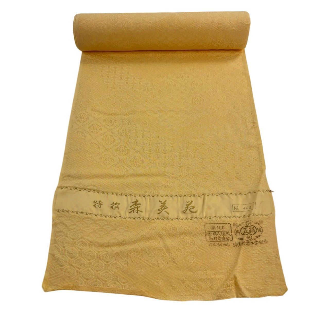 反物 優品 羽尺 羽織 和総コート 地紋 薄オレンジ 正絹 中古 反物 優品 羽尺 羽織 和総コート 地紋 薄オレンジ 正絹 中古