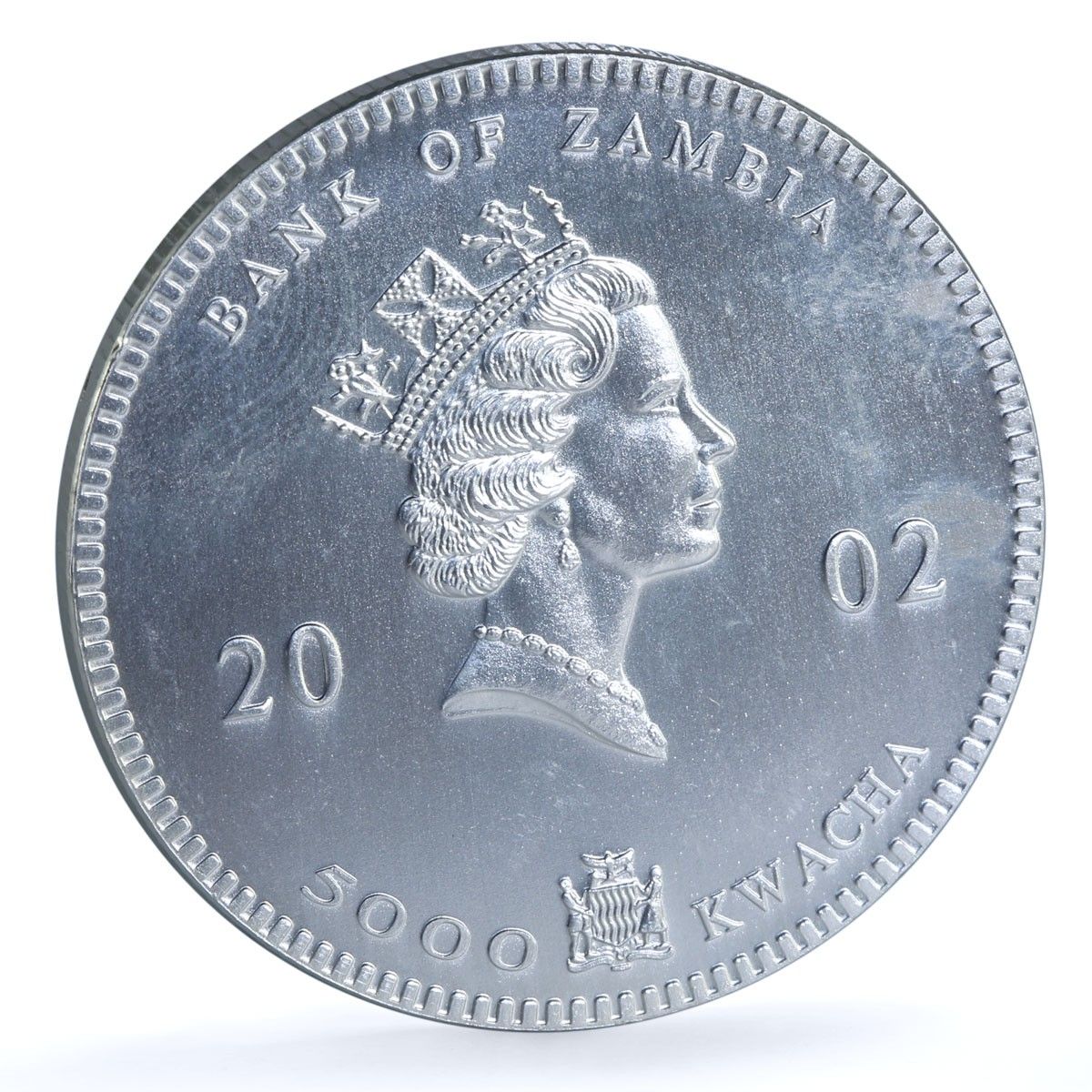 専用　硬貨2枚➕中国銀貨1998年伝統吉祥物-万象更新カラー銀貨本物　説明必読 ザンビア 5000クワチャ 象のカラー化 KM-142 野生動物地金銀貨 2002年