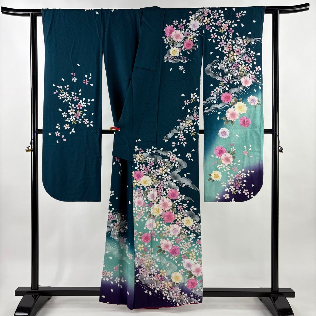 振袖 身丈160cm 裄丈63cm S 袷 玩具 地紋 赤 正絹 美品 秀品 【