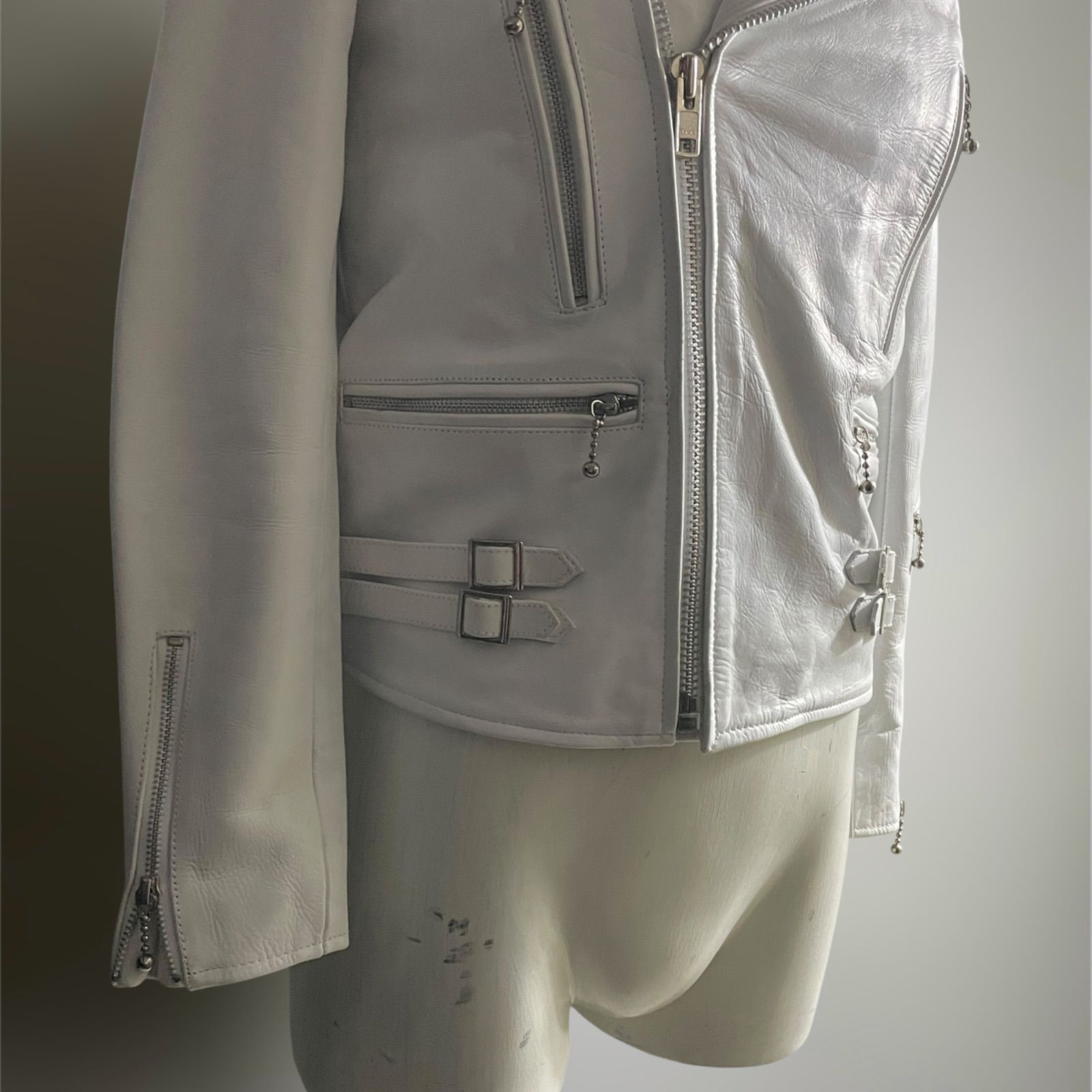 vintage 00s 90s 白 ライダース レザージャケット ヴィンテージ 本革