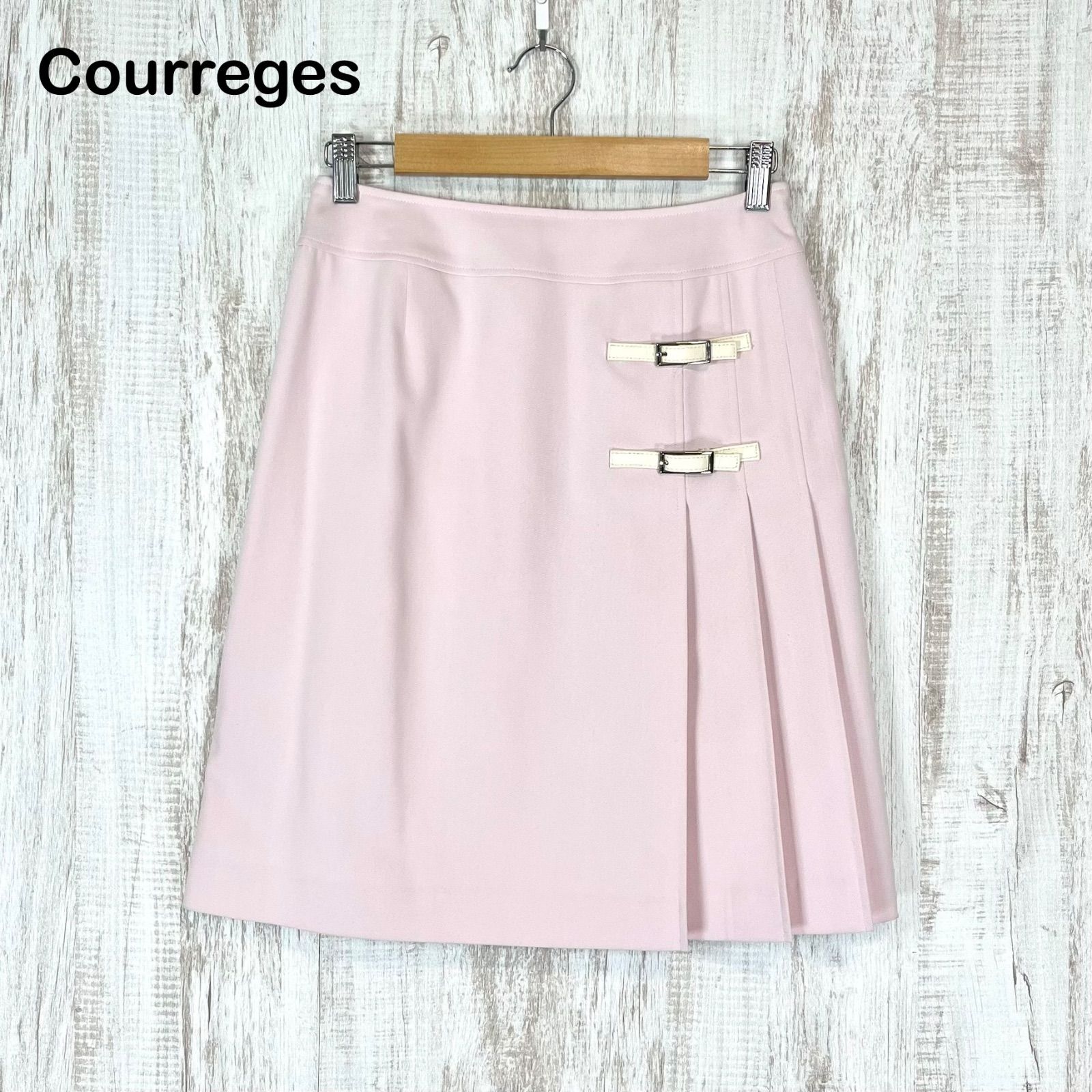 Courreges クレージュ ダブルベルト 膝丈 プリーツスカート ベビー