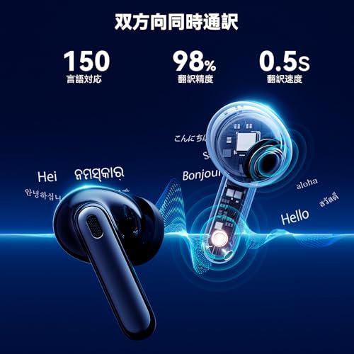 イヤホン翻訳機 Chamequinho 双方向同時通訳 オフライン対応 高精度