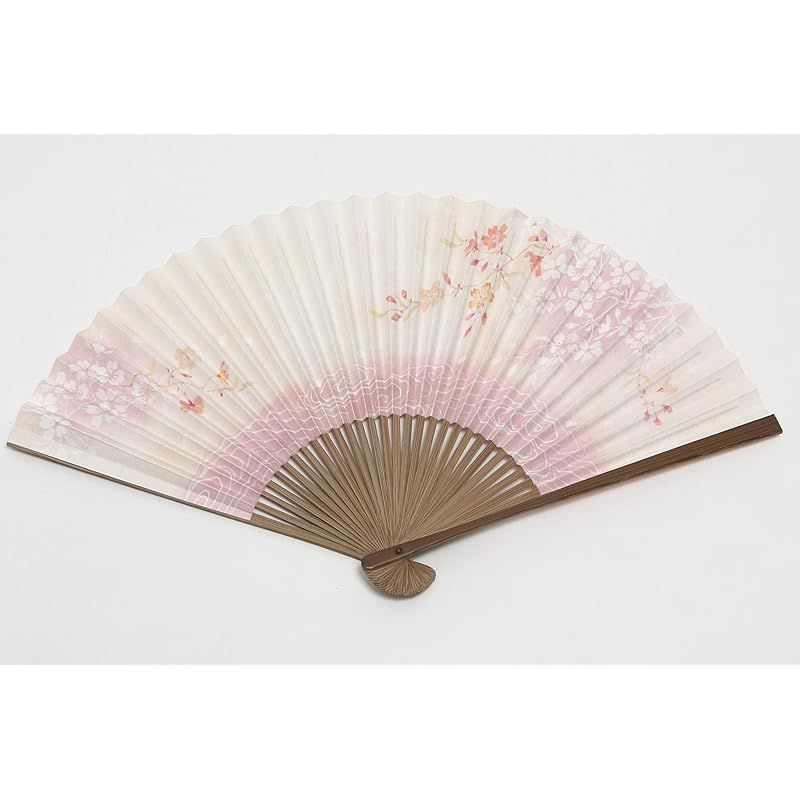 [ハセガワ] 京扇子 桜柄 ピンク 唐木丁字彫 両面柄 京都職人 手作り 扇子 扇子袋付き 化粧箱入り 1｜和装小物