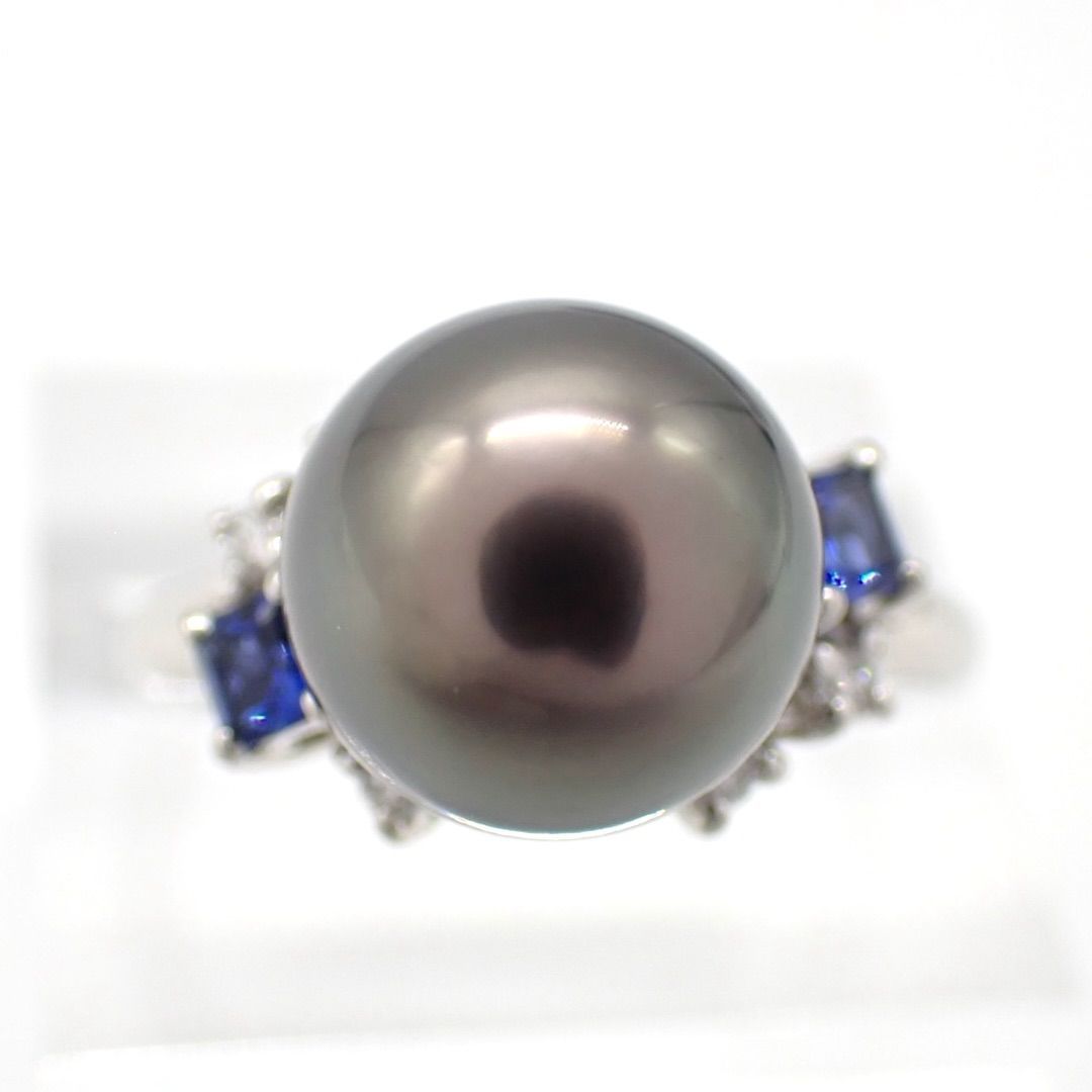 保証書 箱 タサキ TASAKI 田崎真珠 黒蝶真珠 10mm サファイア ダイヤ 