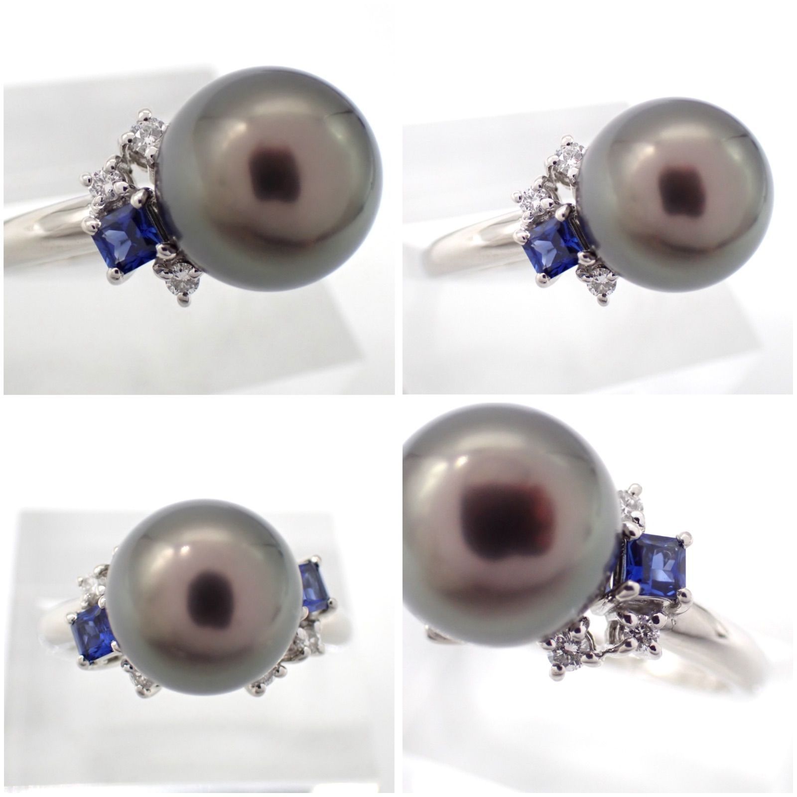 保証書 箱 タサキ TASAKI 田崎真珠 黒蝶真珠 10mm サファイア ダイヤ 