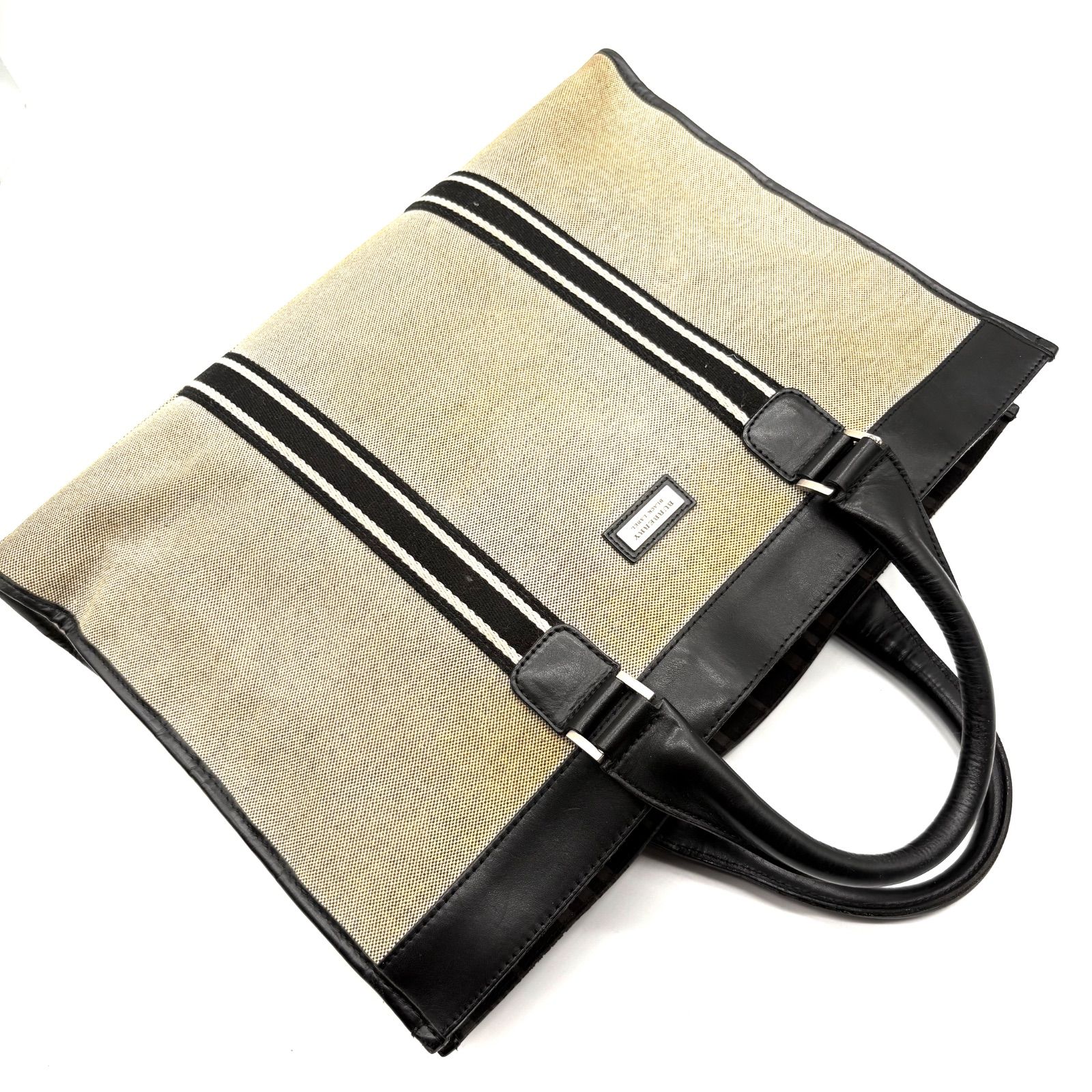 BURBERRY BLACK LABEL canvas leather business totebag バーバリー