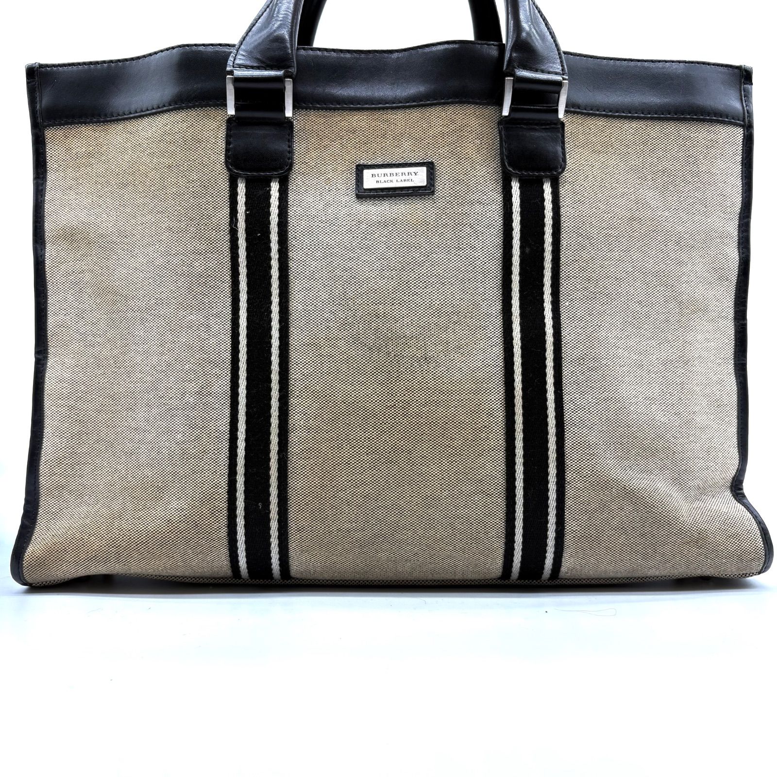 BURBERRY BLACK LABEL canvas leather business totebag バーバリー 