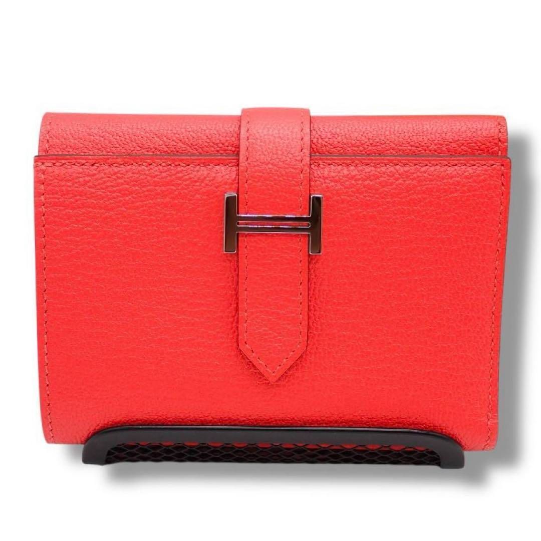 バナエグ♪ Hermes ベアンデュプリ □K刻印 シェブルミゾル 未使用 K刻印 エルメス ベアン コンビネ ベアンコンビネ 3つ折り財布