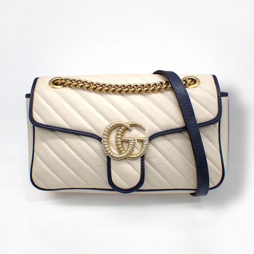 GUCCI グッチ GGマーモント ショルダーバッグ レザー チェーン 