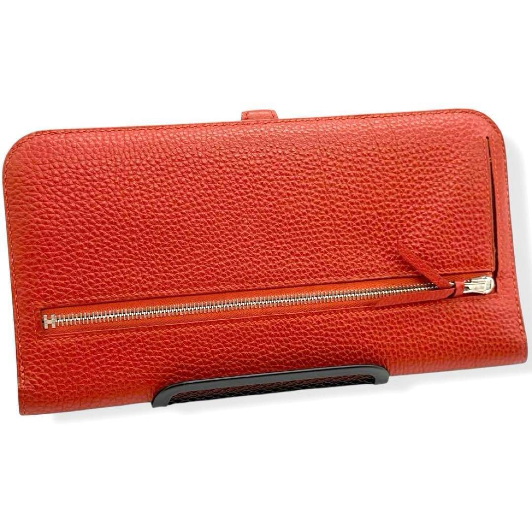 使用わずか HERMES エルメス 長財布 ドゴン ロング トゴ レッド レザー 