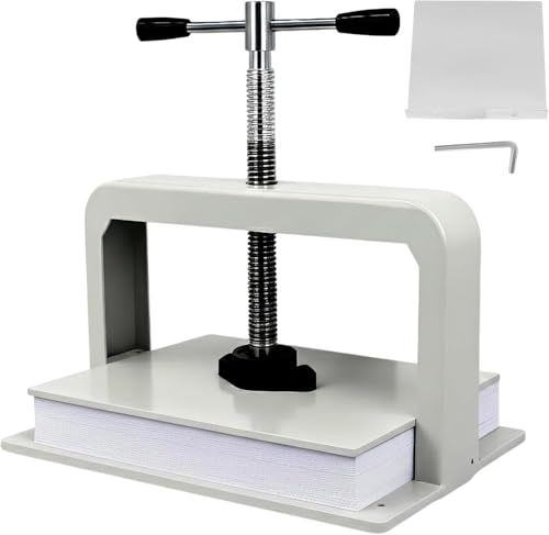 製本機 卓上 手動 ペーパープレス A4対応｜ねじ式で均一加圧 最大圧締高8cm（約800枚/70g目安）35×22×32cm 約13kg｜製本補助/書類圧縮/紙のしわ伸ばし スチールフレーム｜日本語取扱説明書付きri