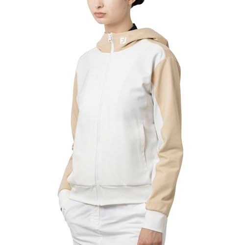 新品 [フットジョイ] ゴルフシャツ カラーブロック長袖フルジップフーディ ベージュ/ホワイト レディース XL FJW-F25-M05 38698-XL 11,383円