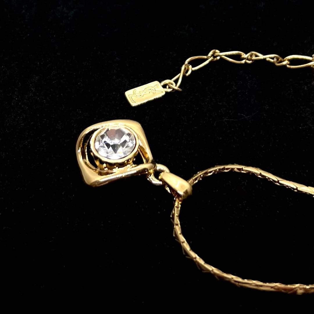 美品✨イヴサンローラン ネックレス クリスタル ビジュー ヴィンテージ 