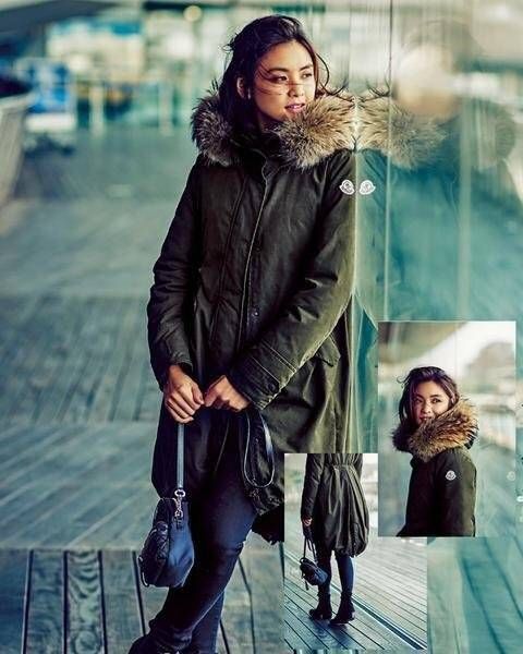 美品 国内正規品 モンクレール MONCLER EVANTHIA ファー ダウン モッズ