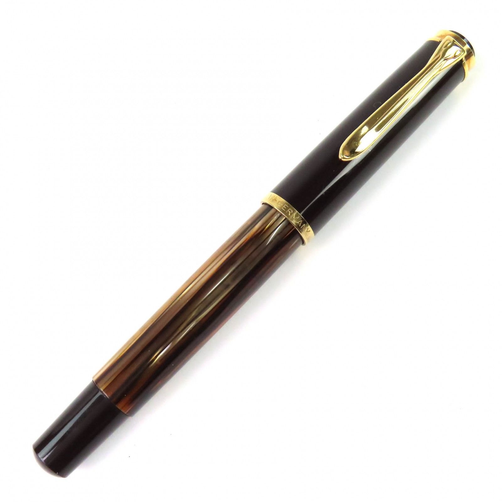 美品△PERIKAN ペリカン ヴィンテージ スーベレーン M400 ペン先14K OBニブ 茶縞 万年筆 ブラック ゴールド 西ドイツ製 メンズ 美品△PERIKAN ペリカン ヴィンテージ スーベレーン M400 ペン先14K OB
