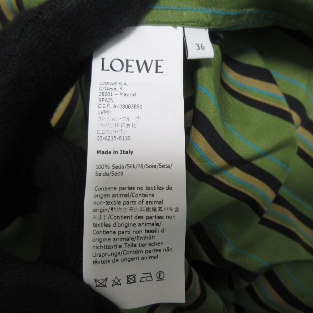 美品 LOEWE ロエベ シルク100％ ストライプ柄 長袖 ロングシャツ