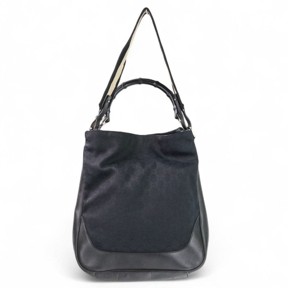 GUCCI グッチ バンブー GGキャンバス 2way ハンドバッグ ワンショルダーバッグ 4058 ブラック メンズ レディース 古着 中古 USED GUCCI グッチ バンブー GGキャンバス 2way ハンドバッグ ワン