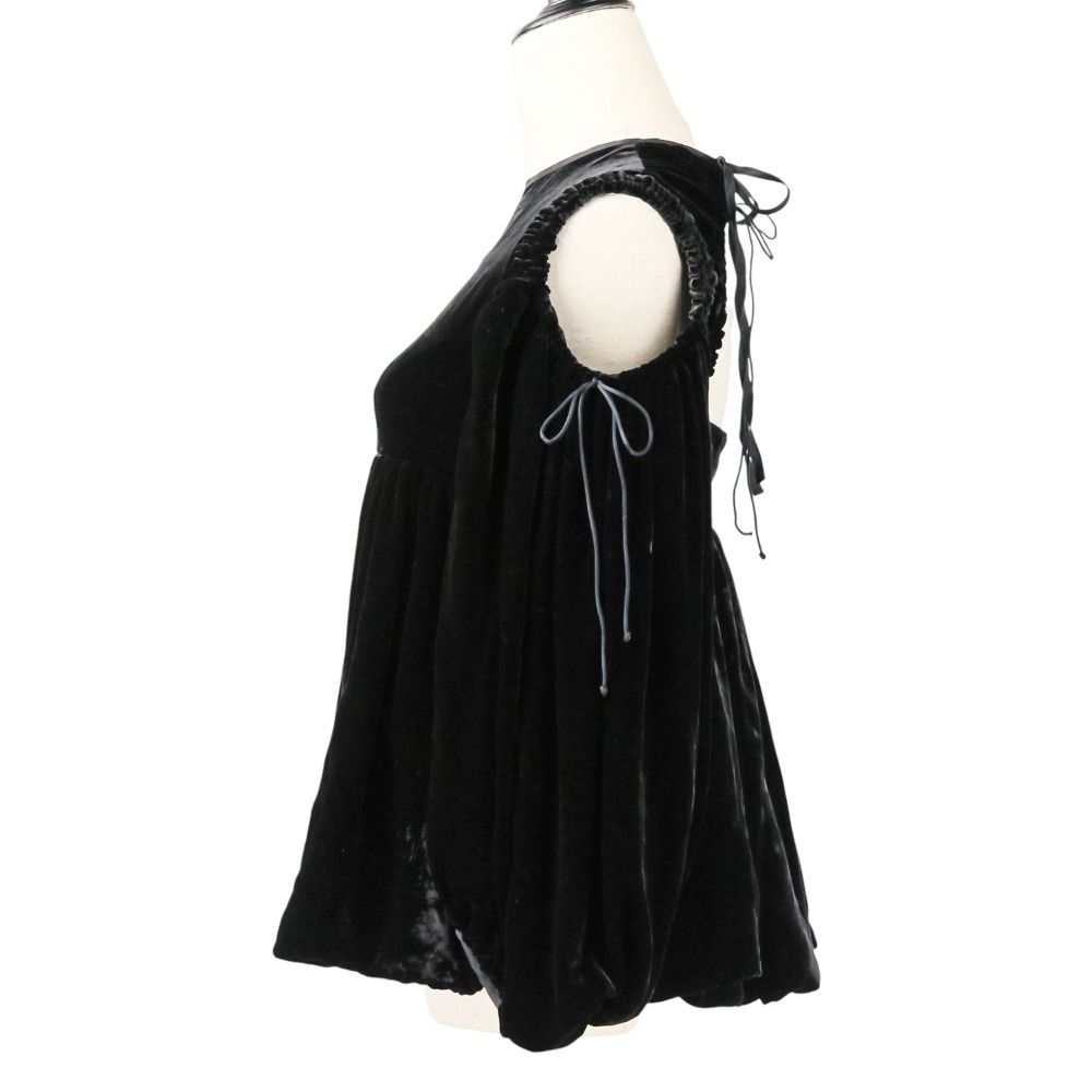CECILIE BAHNSEN セシリーバンセン JAK TOP パフスリーブ バックオープン ベルベット オフショルダー ブラウス UK6 ブラック レディース 古着 中古 USED CECILIE BAHNSEN セシリーバンセン JAK TOP パフスリーブ バック