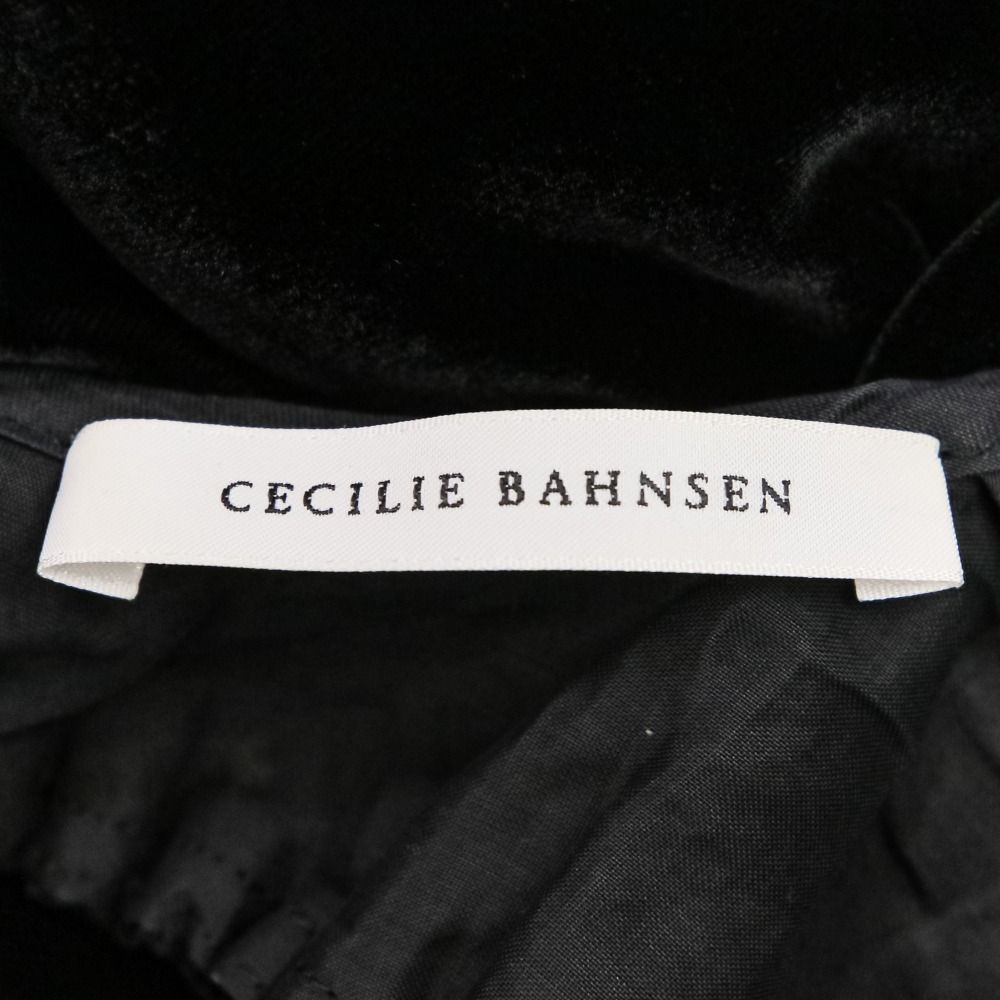 CECILIE BAHNSEN セシリーバンセン JAK TOP パフスリーブ バックオープン ベルベット オフショルダー ブラウス UK6 ブラック レディース 古着 中古 USED CECILIE BAHNSEN セシリーバンセン JAK TOP パフスリーブ バック
