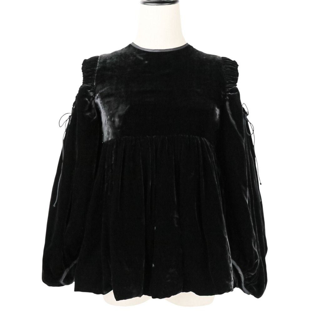 CECILIE BAHNSEN セシリーバンセン JAK TOP パフスリーブ バックオープン ベルベット オフショルダー ブラウス UK6 ブラック レディース 古着 中古 USED CECILIE BAHNSEN セシリーバンセン JAK TOP パフスリーブ バック