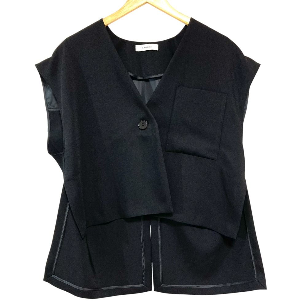美品 25SS ADORE アドーア ドライカシドス ノースリーブブラウス ベスト 531-5110304 サイズ38 ブラック レディース 古着 中古 USED 美品 25SS ADORE アドーア ドライカシドス ノースリーブブラウス